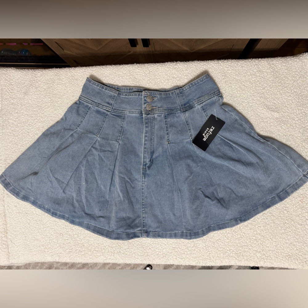 Refuge Denim  Skirt in Blue
